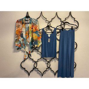 NWT Chico's Travelers Blue Fox Contemporary Tank and Wide Leg Pant Outfit Size 0
